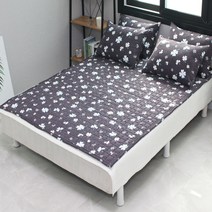 부드럽고 위생적인 사계절 침대 패드, 150X200 패드Q 사이즈, 클로버, 차콜블루
