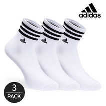 [국내생산]아디다스 여성 퍼포먼스 솔리드 미드컷 삼선 중목양말 3족세트 화이트, FREE