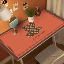 Weihe 북유럽 라이트 럭셔리 빈티지 오렌지 가죽 테이블 매트 가정용 식탁 매트 데임 방지 방수 워싱 프리 두꺼운 티 테이블 매트, 복고풍 시리즈-16, 50*140