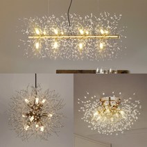 LED 버스커 9등 12등 펜던트 3종 식탁등 크리스탈 엘리사 눈꽃 인테리어 조명, 버스커9등직부+ 콘벌브17B(전구색) 9개