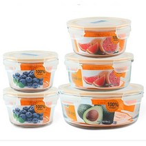 글라스락 원형 원도어포켓 6종 유리 밀폐용기 유리반찬통 전자레인지용기