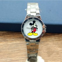 디즈니 만화 미키 미니 캡틴 아메리카 스틸 밴드 쿼츠 시계