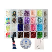 비즈팔찌 만들기 비즈공예 28칸 DIY키트 접착제 우레탄 바늘 세트, 1번