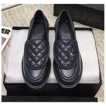 캐주얼 가죽 여성 신발 영국 스타일 중간 힐 로퍼 편안 고 슬립온 양가죽여성화한발에르푸신발편안하며, 02 Black_05 39