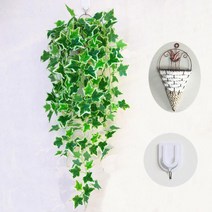 거실벽장식 벽걸이 그린 등나무 식물 가림막 식당 장식품 화분 리얼 걸이용품 가슴 티 깔다 위 벽면 2451438170, 화이트 라인 담쟁이덩굴 한송이 (걸이