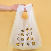 [대한잡화점] 다양한 배달포장 손잡이 비닐봉투, 이모티콘 (중) 비닐봉투 (100매), 100개