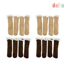 NaOBee 니트 의자발커버 의자양말 16P 소음방지 바닥긁힘방지, 레이스-진브라운, 4P X 4개