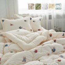 [국산] 2023 리빙캐슬 베어스 마이크로 차렵 이불 세트 / 누빔 고밀도 곰돌이 곰순이