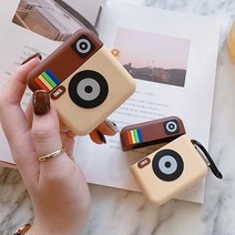 믹스더마켓 아이폰 SNS 인스타 카메라 에어팟 케이스, 브라운