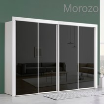 [모로조] 서울무료배송/ 라오르 12자(3390mm) 슬라이딩장농(이불장2통+양복장2통)붙박이장/수납장/드레스룸/옷장/가구, 08) 올거울(흑경)