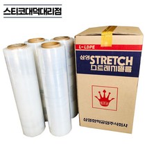 삼영 스트레치필름 1박스(4롤) [20mic x 500 400m] 파레트 포장랩 공업용랩 수동랩 랩핑, 1박스 (4개)