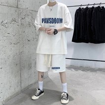 반팔 트레이닝세트 운동복 츄리닝반바지 오버핏 파브