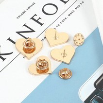 달자샵 1+1 데일리 패션 포인트 미니 브로치 컬러 하트 디자인 뱃지, 1Pcs+1Pcs, 핑크블루