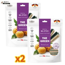 더그린 강아지 덴탈케어 입냄새제거 양치껌 그린 믹스 스틱껌, 2팩, 믹스스틱 36P (288g)