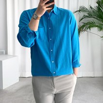 룩플레인 시원한 린넨 바이오워싱 루즈핏 여름 셔츠