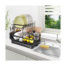예푸 식기건조대 2단 삼각 롤업 주방 조리대 세트 식기꽂이 컵걸이 도마꽂이 배수판 업그레이드 스테인리스