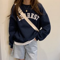 넷투넷코리아 여성 라운드넥 레터링 루즈핏 긴팔 맨투맨 티셔츠