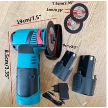 드릴연마기 브러시 12V 미니 앵글 그라인더 기계 500W 무선 연마 각도 연 삭 두 배터리 도구 그 라인 더, 01 2 battery