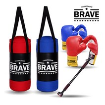BRAVE 미니샌드백 세트 53cm(샌드백+스마트철봉+글러브), 샌드백레드+스마트락+글러브 레드(소)