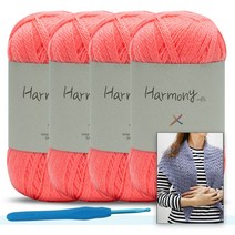 [니뜨] 어울림 뜨개실(40g)x4볼+모사용코바늘7/0호+어울림삼각숄도안, 915_피치핑크