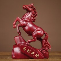 개업 공예 기념 나무 말 선물 승진 장식품 적토마 조각 조각상 집들이 축하 트로이 풍수 행운 홈 회사 흑마, AK.참꽃배마-높이21cm