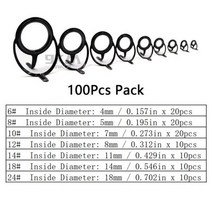 낚싯대 수리 키트 스피닝 로드 빌딩 부품 스테인리스 스틸 캐스팅 가이드 교체 세트 4 ~ 38mm 100 개, Size 6-24 100Pcs
