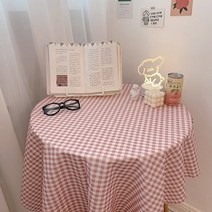 식탁보 테이블보 코스트코 플리마켓 이케아 브라이덜샤워 칠순 우산천 체커보드천 평판 손뜨개 아일랜드 방수 캠핑 미니 행사용 레이스 자수 식탁러너 엔틱 테이블크로스 2인용 원형테이블커, 핑크 식탁보, 150x150cm