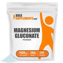 BulkSupplements 글루콘산 마그네슘 75mg 파우더 250그램 Magnesium Gluconate Powder, 1개