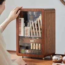 원목 화장품 수납함 향수 진열대 장 보관함 트레이 립스틱 다용도 우드정리대, B. 메이크업 캐비닛 - 투명