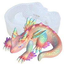 KAKIWYHHMagic Rainbow Dragon 3D 에폭시 수지 실리콘 몰드 폰던트 설탕 공예 케이크 토퍼 장식 폴리머 클레이 석고