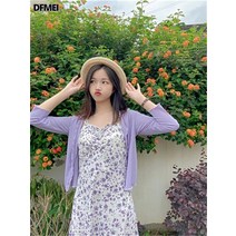DFMEI 원피스 여2 퍼플 카디건 아우터 원피스
