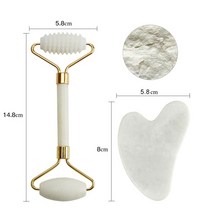 얼굴라인 괄사마사지기 롤러 2 pcs 옥 구아 샤 스크레이퍼 세트 구 아슈 스크레이퍼 턱 리프트 업 바디 슬리밍 스킨 케어 도구 158, 세트 -C
