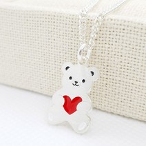 [쿨젬]925정품 하트곰 실버 미아방지 목걸이