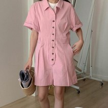 여자 여름 스트릿 캐주얼 반팔 점프수트
