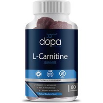 Dopa Nutrition 500mg L-카르니틴 구미 여성과 남성을 위한 L 카르니틴 타르트레이트 사전 운동 보조제 비GMO 비건 글루텐 프리 천연 블루베리 맛 구미젤리u202, [01] 60개(1팩)