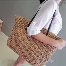 핸드메이드 라탄백 패션 여성 가방 비치 밀짚 가방 직조 밀짚 가방 등나무 휴일 여성 핸드백 메신저 가방온니원