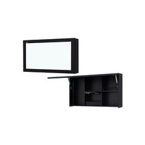 [샘바스] 욕실 샤넬 플랩장 거울장 상부장 화장실 수건장, 블랙