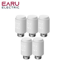 실내온도조절기 tuya 스마트 지그비 라디 터 액츄 터 trv programmable thermostatic 라디 터 밸브 앱 원격 온도 컨트롤러 지원 alexa, 5pc tv02