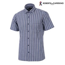 로베르따 [nc부천점]남성용 요철감있는 스판 시어서커 블랙 캐주얼체크남방셔츠반팔 일반핏 가볍고 시원하며 구김없음 포켓 밑단일자
