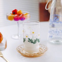 아카시아꽃 플라워 패턴 유리컵 340ml, 1개