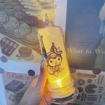 귀여운 Sanrioed 양초 야간 조명 18CM 카와이 애니메이션 마이 멜로디 시나모롤 Led 침대 옆 램프 분위기 로맨틱 소녀 선물, 01 Kuromi