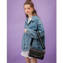 22SS [RENNY] 블랙 로고프린트 가죽 숄더백 JLBA2E240BK