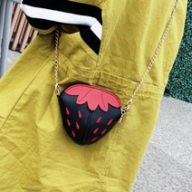 TMOYZQ Bags for Women Kids Girls Fashion Cute Cartoon Strawberry Pattern Shoulder 크로스백 Chain Bag Ch