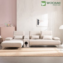 [우아미가구] 사만다 4인+홈바+스툴세트 스윙 무빙팔걸이 조야원단 패브릭 소파 2color, 전체색:그레이