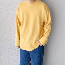 코튼 [M-3XL] 15컬러 빅사이즈 남자 오버핏 스판 특양면 라운드 무지 긴팔 티셔츠