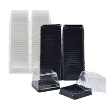 50 세트 블랙 4.4cm X H 3.8cm 투명 플라스틱 미니 케이크 상자 - 머핀 박스 달 녹빈 눈 메이 니앙 4421205475