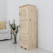 자연솔원목 햇살문 수납장 높이3칸/그릇장/주방수납/원목수납장, 내추럴브라운
