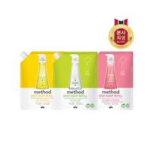 [엘지생활건강] 메소드 주방세제 리필 1L x 2개 택1(레몬민트/바질/핑크그레이프), 선택:핑크그레이프