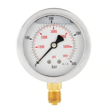 0-400bar 0-6000psi 1/4PF 63mm 다이얼 유압 압력계 압력 게이지 미터 도구, 프렌지 타입 (피팅방향 뒤쪽), 1개