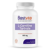 BESTVITE L 카르니틴 타르트레이트 캡슐 당 500mg (120캡슐) 스테아레이트 없음 GMO 프리 글루텐 미국직송 305153